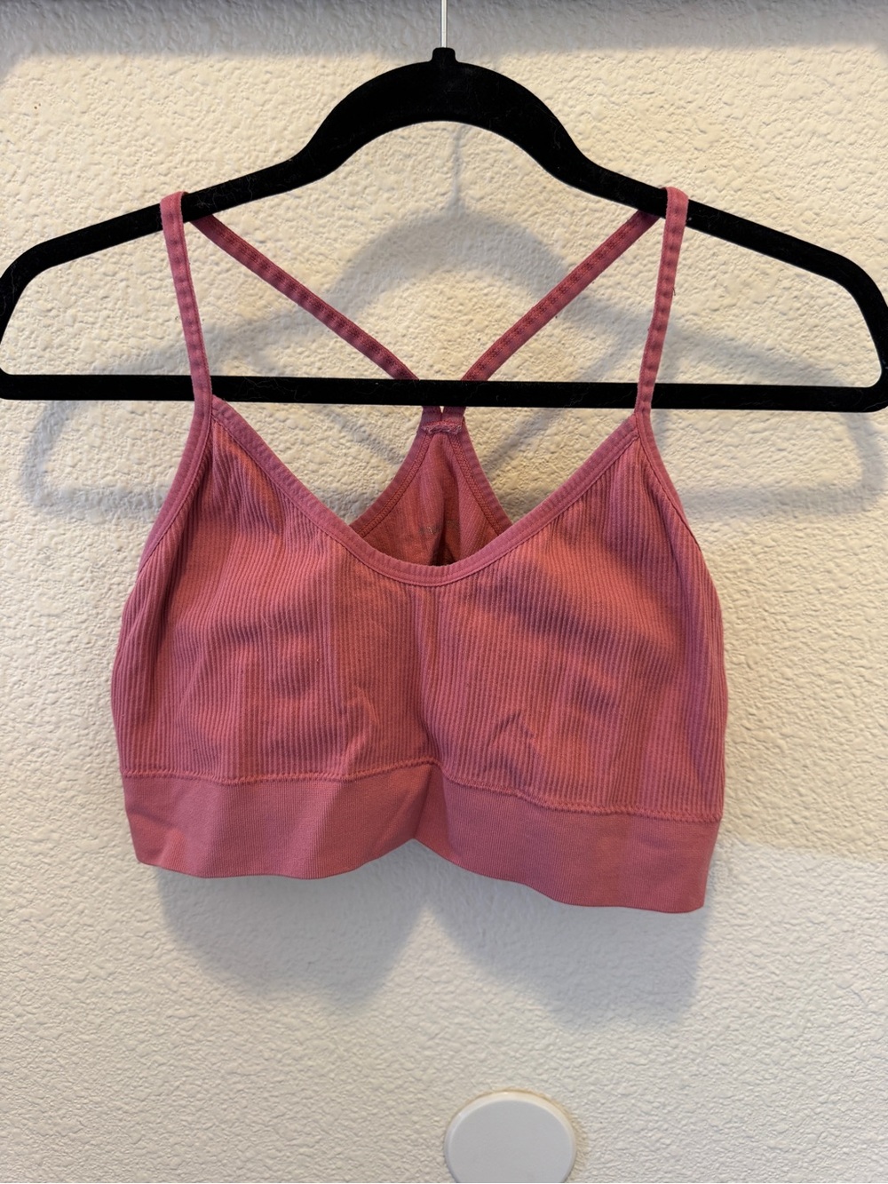 Maurices Ribbed Cross-Back Bralette in Dusty Rose